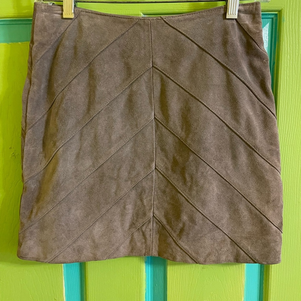 REM GARSON Grey Genuine Leather Suede Mini Skirt Size Small
